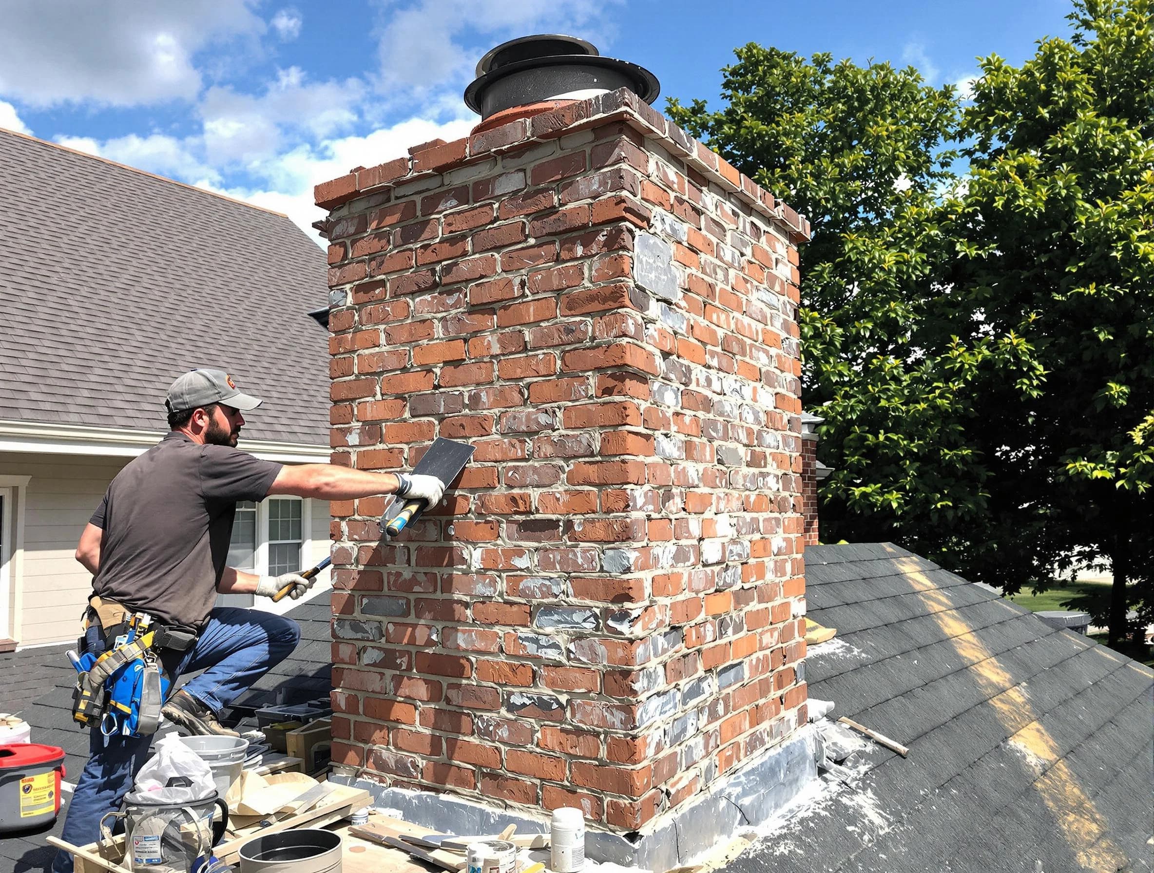 Completed chimney rebuild by Hampton Chimney Sweep in Hampton, PA