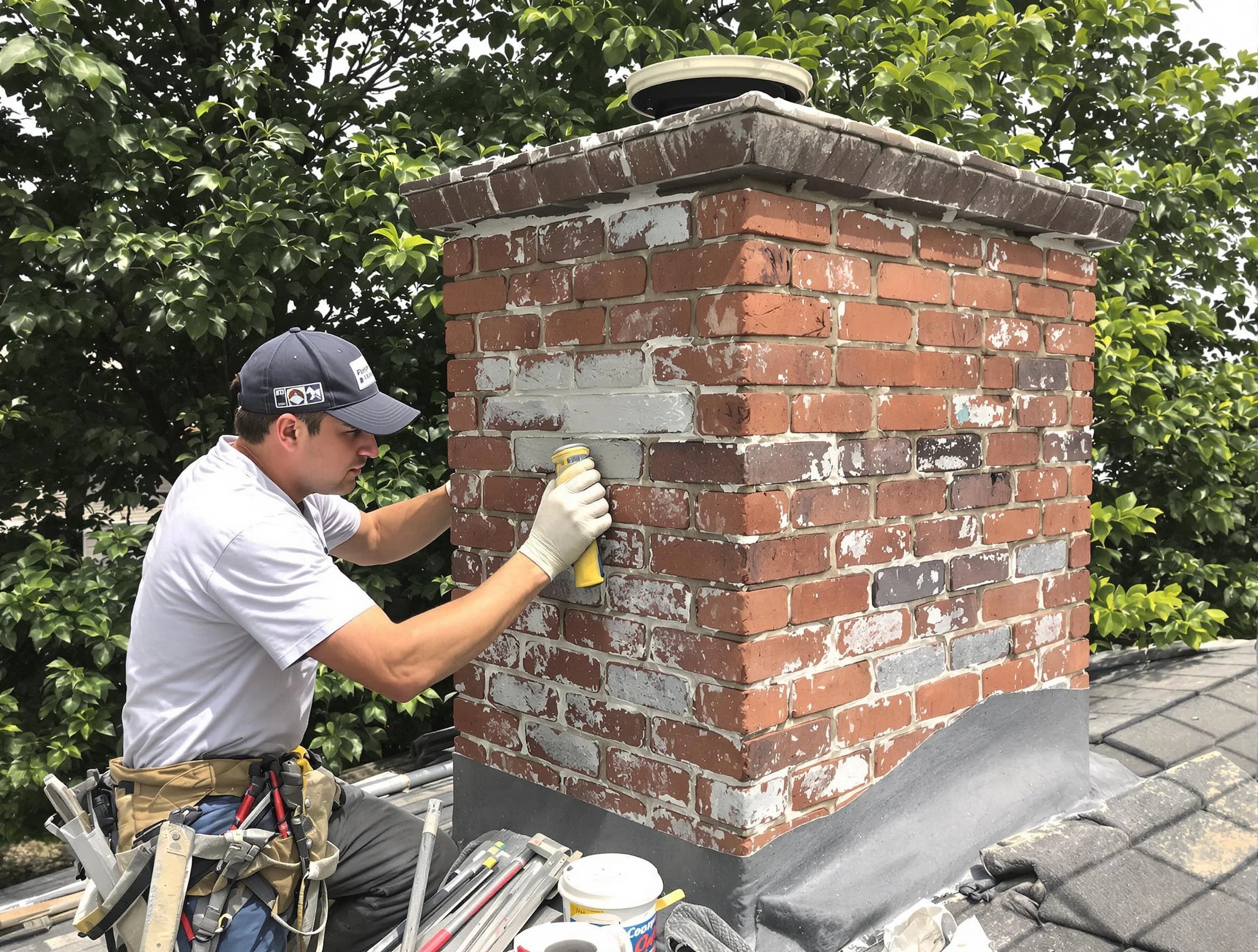 Hampton Chimney Sweep restoring an aging chimney in Hampton, PA