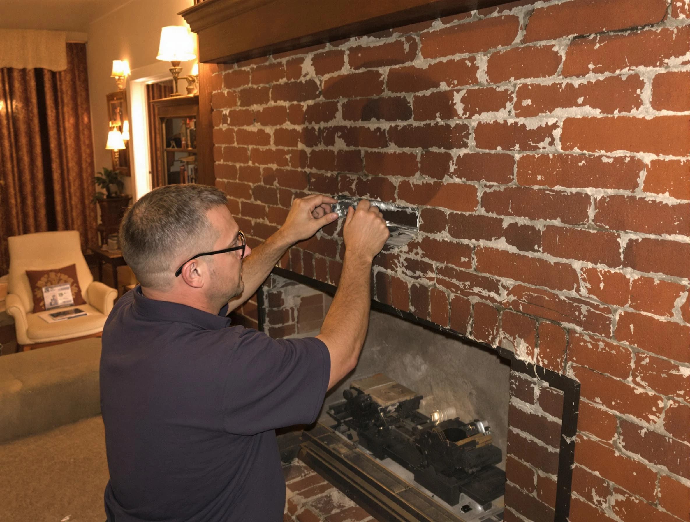Hampton Chimney Sweep expert fixing a fireplace in Hampton, PA
