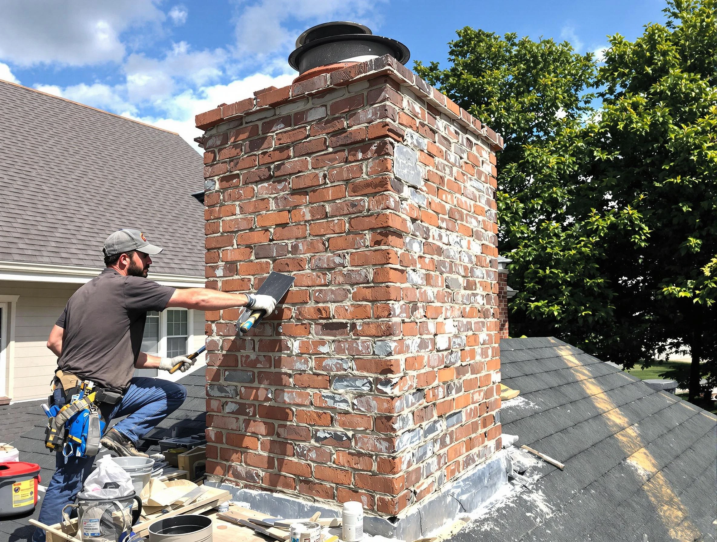 Completed chimney rebuild by Hampton Chimney Sweep in Hampton, PA