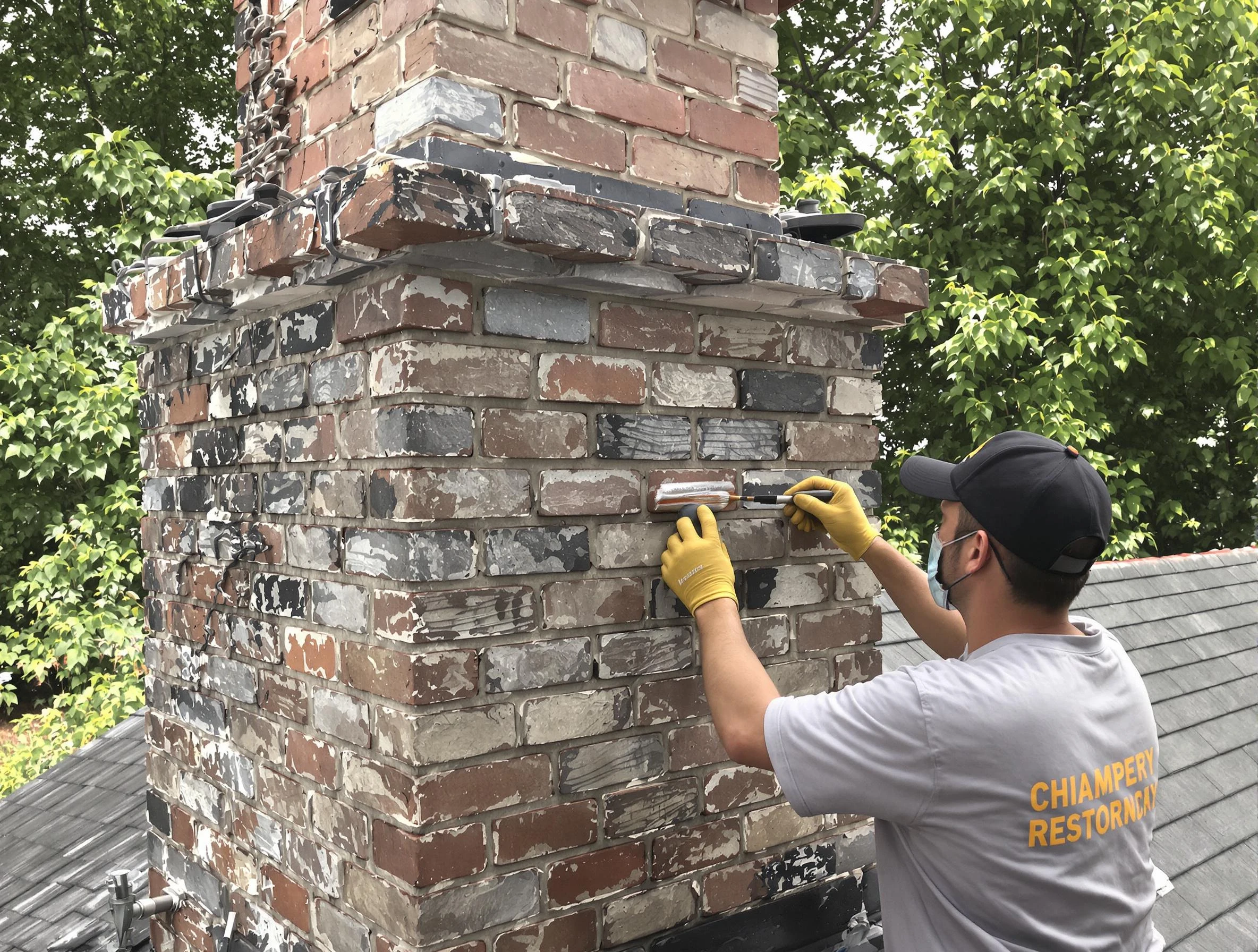 In-progress chimney restoration by Hampton Chimney Sweep in Hampton, PA