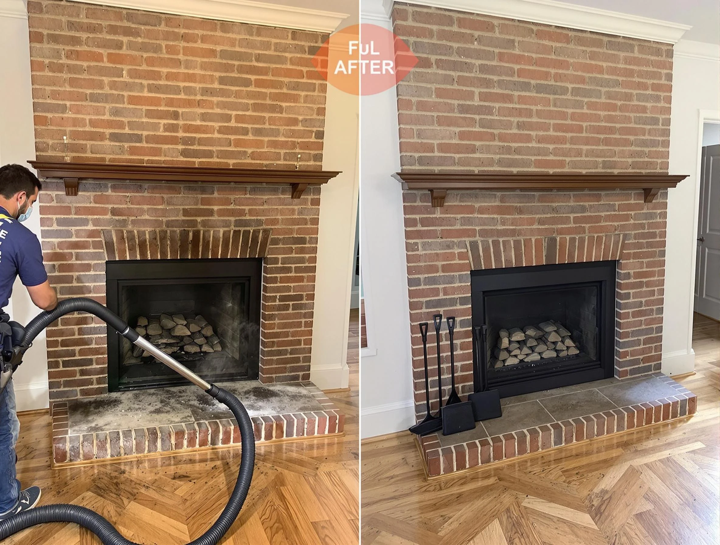 Hampton Chimney Sweep carefully sanitizing a fireplace in Hampton, PA