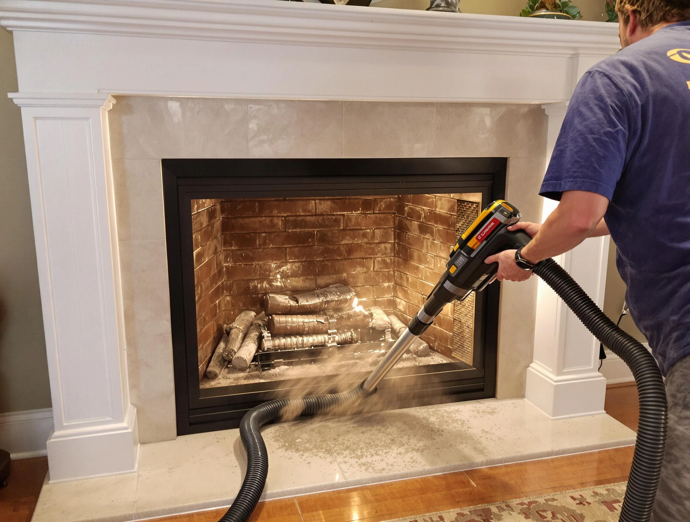 Fireplace cleaning performed by Hampton Chimney Sweep in Hampton, PA