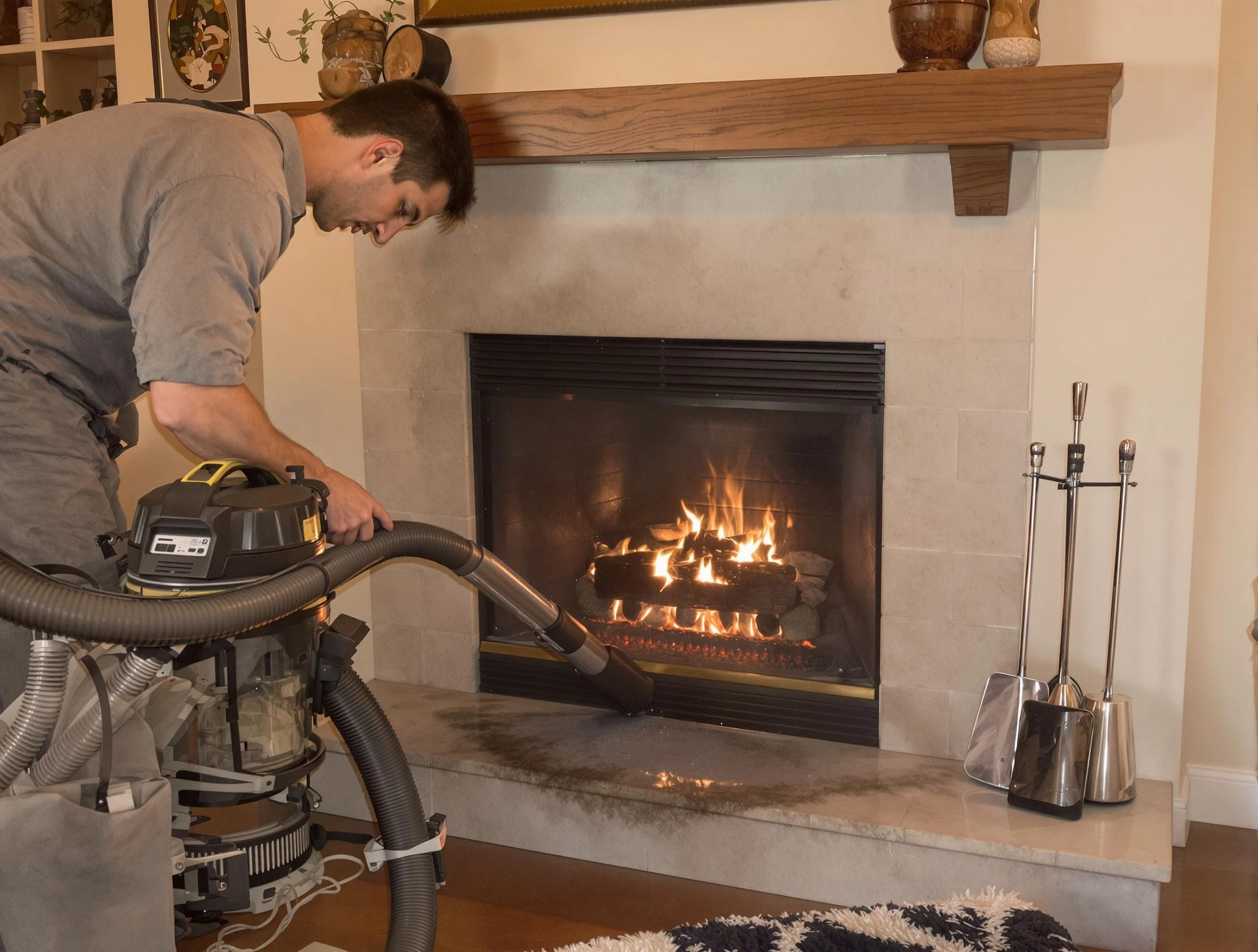 Routine fireplace upkeep by Hampton Chimney Sweep in Hampton, PA